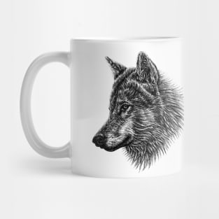 European wolf animal ink illustration Mug